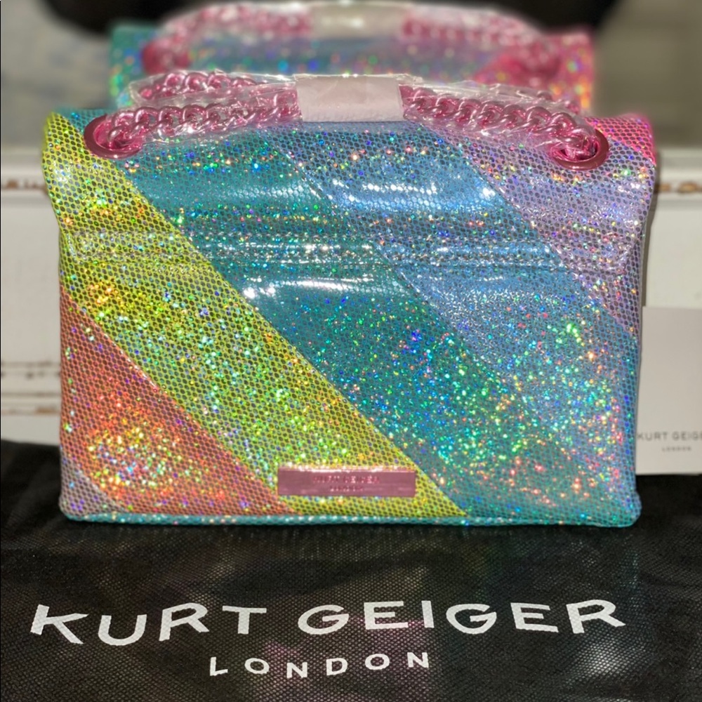 Kurt Geiger London Mini Kensington Glitter Holographic Crossbody Bag - Picture 3 of 8